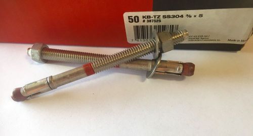Hilti 3/8&#034; x 5&#034; kb-tz ss304 anchor pn: 387525  - 1 box of 27 pc for sale
