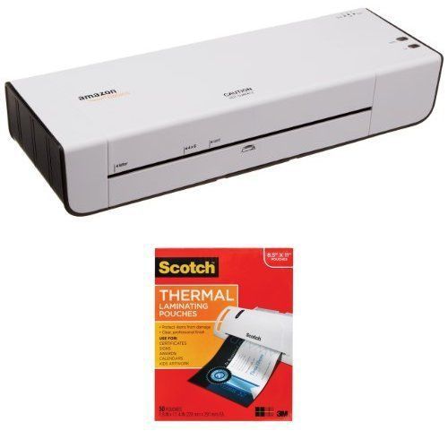 Amazonbasics thermal laminator and scotch thermal laminating pouches, 8.9 x for sale