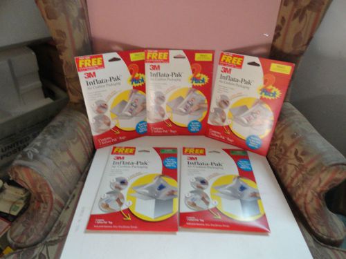 5 PACKAGES  - 3M INFLATA PAK - AIR CUSHION PACKAGING 2 LARGE &amp; 3 SMALL - NEW