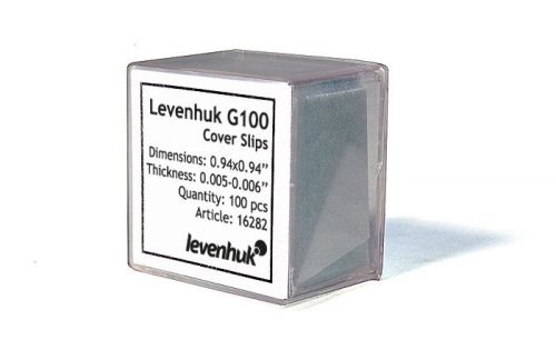 New levenhuk 16282 g100 cover slips 100 pcs dimensions: 0.94 x 0.94 inch for sale