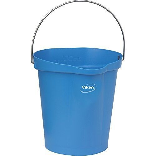 Vikan 56863 Plastic Round Heavy Duty Pail with Stainless Steel Handle, 3 gal,