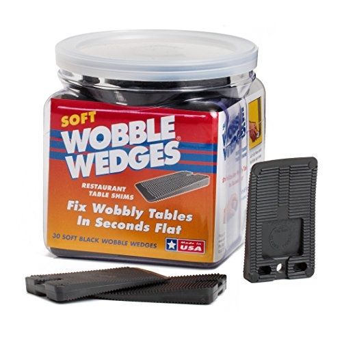 Wobble wedges wobble wedge - soft black - restaurant table shims - 30 piece jar for sale