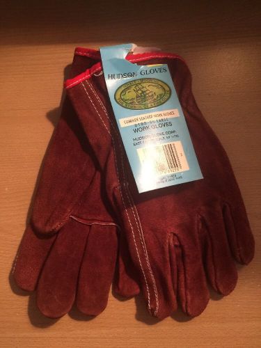 Vintage cowhide leather work gloves large hudson gloves wpl 11928 new with tags