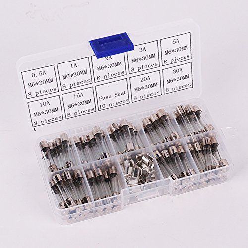 New IZToss 72 Piece 6x30mm Fast-Blow Glass Fuses With 10 Piece Fuse Seat