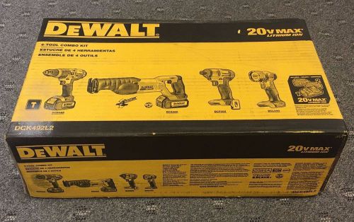 Brand new! dewalt dck492l2 20v-max cordless li-ion 4-tool combo kit for sale