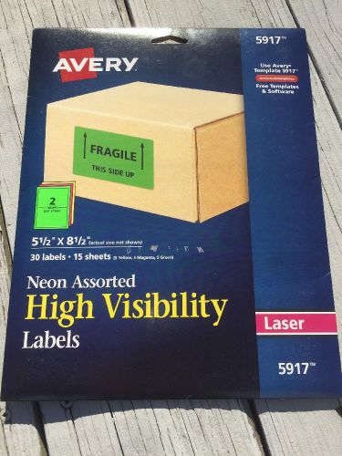 Avery Neon Assorted High Visibility Labels 5.5x8.5&#034; Laser 5917