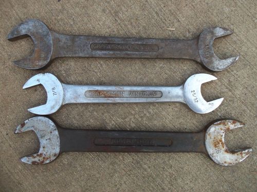 3 VINTAGE CRAFTSMAN COMBINATION WRENCHES &#034;CL&#034;  and &#034;AF&#034; FORGED IN USA 1033c 1031