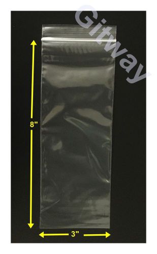 1000 set 3&#034; x 8&#034; Reclosable Resealable Ziplock Zip Lock Plastic 3x8 Bags 2 ML