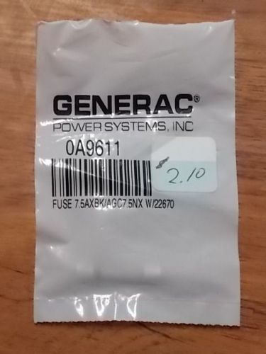 Generac Generator Fuse 7.5 AXBK/AGC7.5NX W/22670 Part #0A9611 NEW OEM PACKAGE