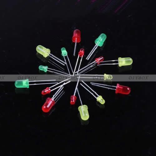 100pcs round head light emitting diode led 3mm 5mm red green yellow mix color for sale