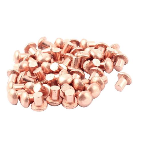 50pcs 3/16&#034; dia. 1/4&#034; l shank round head copper solid rivets fasteners for sale