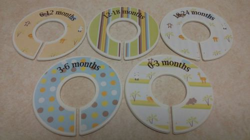 5 Baby Clothing Rack Round Size Dividers Round Hangers Double Sided 3 1/2&#034;