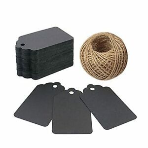 Gift Tags,100 PCS Paper Tags with 100 Feet Jute String for Arts and Black