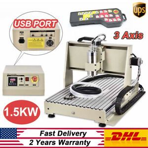 USB 3 Axis CNC 6040 Router Engraver 1500W Engraving Water cooling+Handwheel 220V