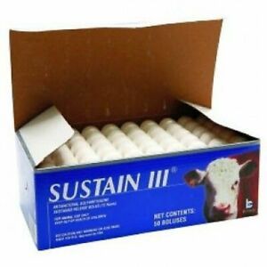 Sustain III Cattle Cow Bolus 100 Count Long Acting Sulfa Pneumonia Scours Ecoli