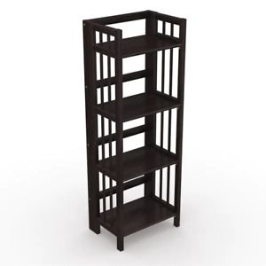 No Assembly Folding Four Shelf Bookcase (16 Inches Wide)