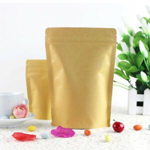 Kraft Paper Bags Stand Up Resealable Coffee for Zip Aluminum Foil Lock 9x14cm