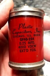 Plastic Capacitors Inc. OF40-254 .25mfd 4000vdc tubular oil capacitor