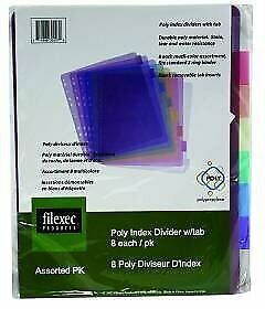 Filexec Products 30207 iFile Poly Index Divider 8 Tab 8 5x11 Asst
