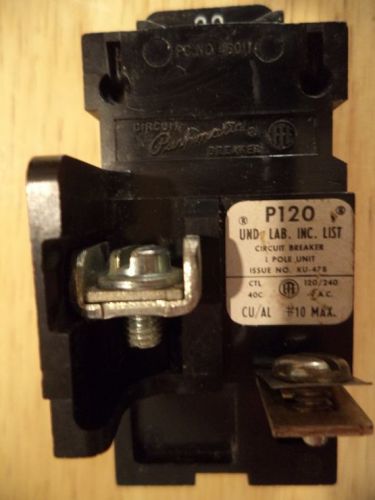 Pushmatic bulldog 20 amp 1 pole circuit breaker p120 120/240v tested for sale