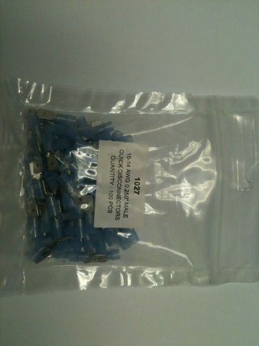 16-14awg .250&#034; blue male quick disc vinyl - 100pk for sale