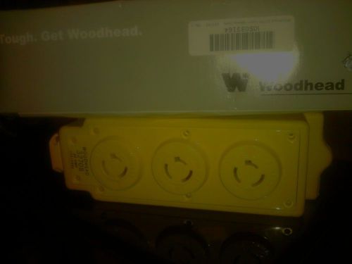 Woodhead 32708 multi-tap 3-outlet box, Industrial Duty, 20A, 125/250V, locking
