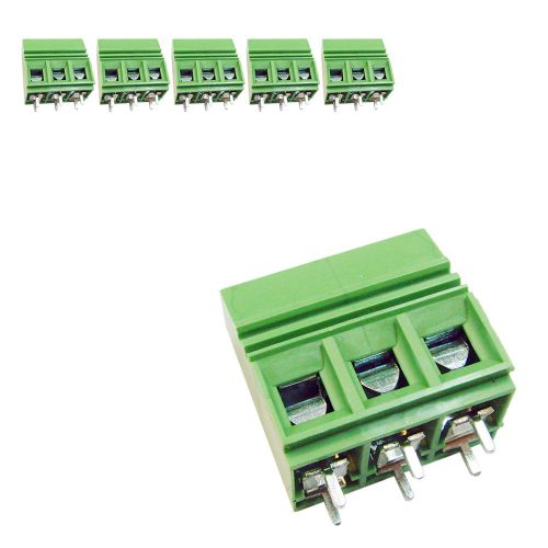 5 pcs 10.16mm Pitch 600V 50A 3P Poles PCB Screw Terminal Block Connector Green