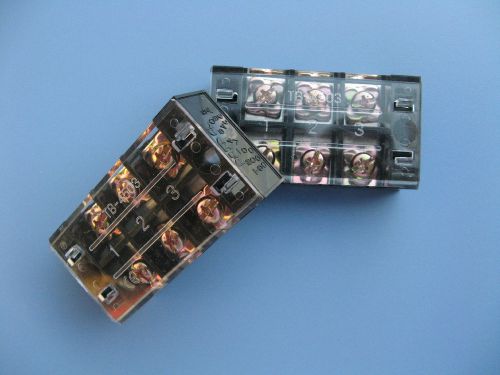 Ndc 600v 45a double rows 3 positions covered barrier screw terminal block 2pack for sale