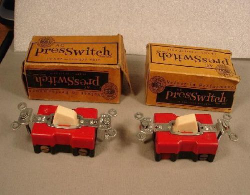 LOT OF 2 HUBBELL AC PRESSWITCHES, No. 1281-I, 20 AMP, 120-277VOLT, UNUSED