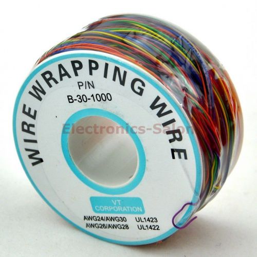 One roll 8 colors 30awg wire wrapping wire, tinned copper solid, pvc insulation. for sale