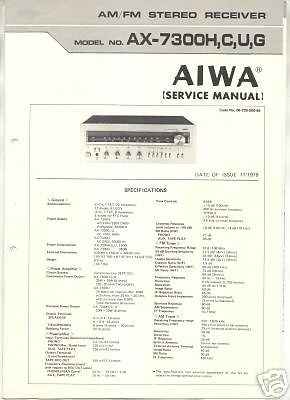 AIWA ORIGINAL Service Manual AX7300 H,C,U,G FREE US S/H