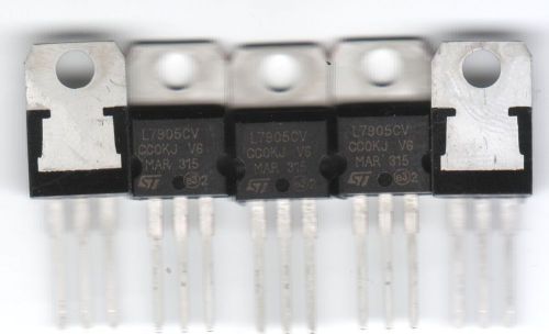 5x L7905CV NEGATIVE voltage regulator ICs Output 5v TO-220 Package US Seller