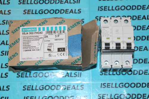 Siemens 5sj4 302-7hg42 miniature circuit breaker mcb 2 amp 3 pole 5sj43027hg42 for sale