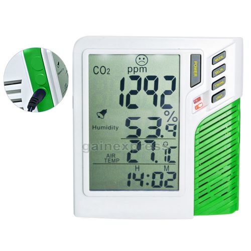 Carbon dioxide (co2) monitor 9999ppm temp relative humidity taiwan made w/ alarm for sale