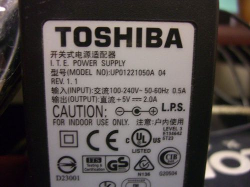 Genuine toshiba ite up01221050a power supply ip 100/240v 60hz 0.5a  op +5v 2.0a for sale