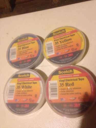 (8)  Rolls of 35 3M Electrical Tape -Scotch Vinyl Super 2 Of Each Color