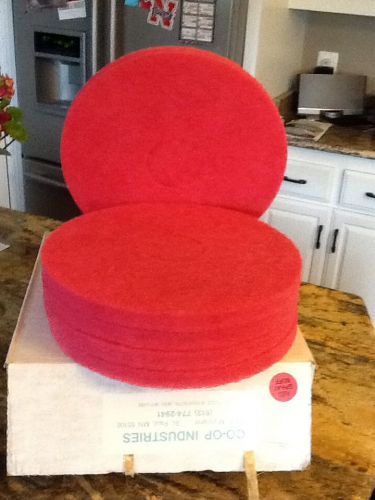 Lot of 5 Red 15&#034; Red Floor Buffing Pads, 3.25&#034; Bore, 1&#034; Thick NIB