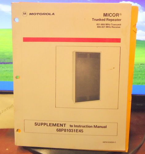 Motorola MICOR Trunked Repeater Service Manual - 68P81038E85-C