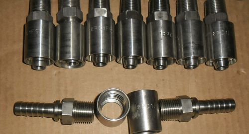Lot of 17 Gates Stainless Steel -8 NPT Hose Ends N10-8-8-SS + 8PC1FSS