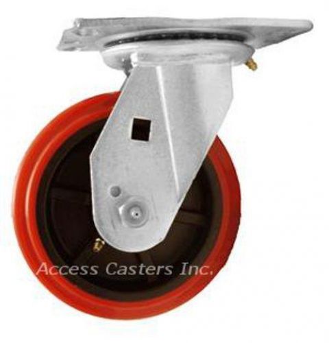 8PLPPS 8&#034; x 2&#034; Swivel Plate Caster, Poly on Poly Wheel, 1000 lbs Capacity