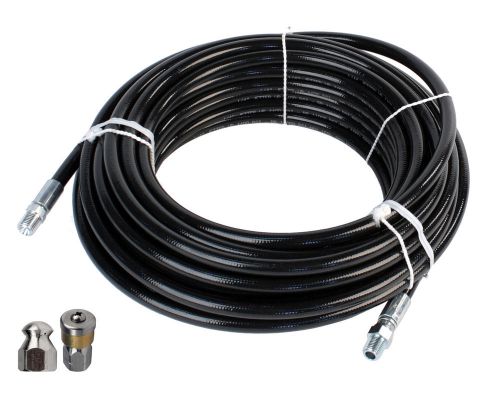 1/4&#034; x 100&#039; Sewer Jetter Hose 5.5 Orifice Button Nose &amp; Rotate Nozzles 4000 PSI