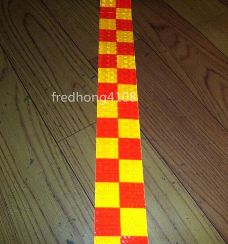 Yellow&amp;Red Square Safety Reflective Tape Self-adhesive Warning Tape 1.97&#034;x32.8&#039;