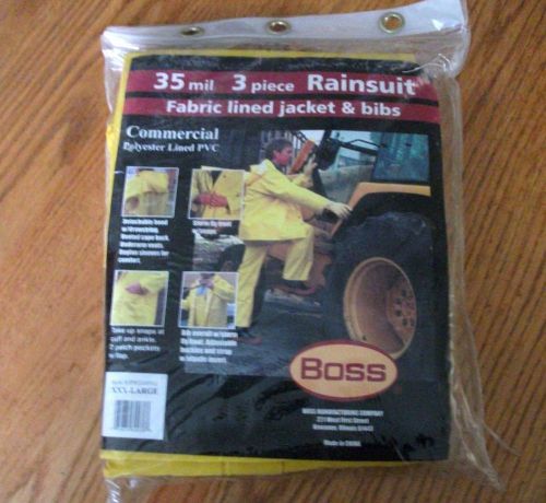 BOSS Rain Suit 3 Piece Polyester Lined PVC  (Size 3X)   XXXL New in Package.