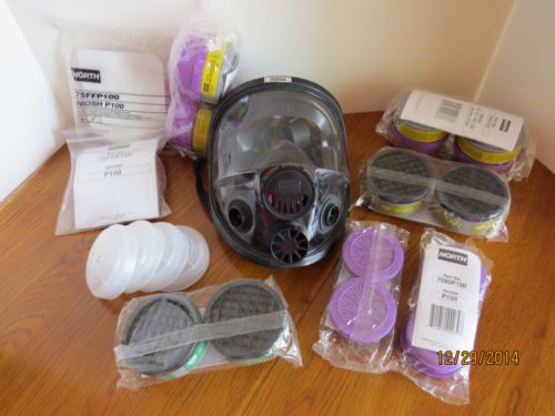 Honeywell north 76008a full face respirator mask, w/cartridges, demo mask for sale