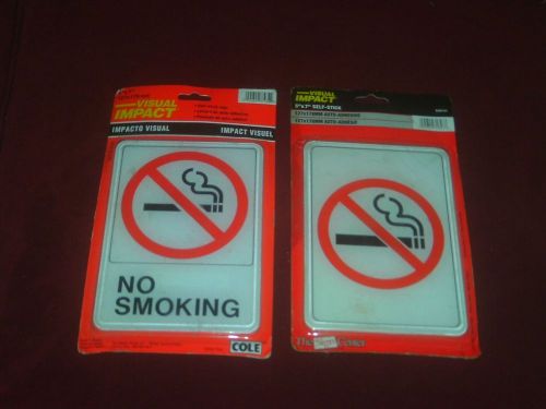 NO SMOKING SIGN LOT OF 2 SIZE 5X7 VISUAL IMPACT SELF STICK SIGNs COLE