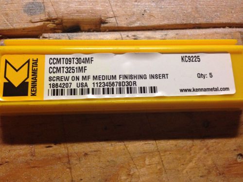 (5) KENNAMETAL CARBIDE INSERTS CCMT 3251MF KC9225 ***FREE SHIPPING FROM USA**