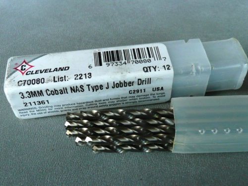 Cleveland 2213 cobalt steel jobbers&#039; length drill bit (pack of 12) for sale