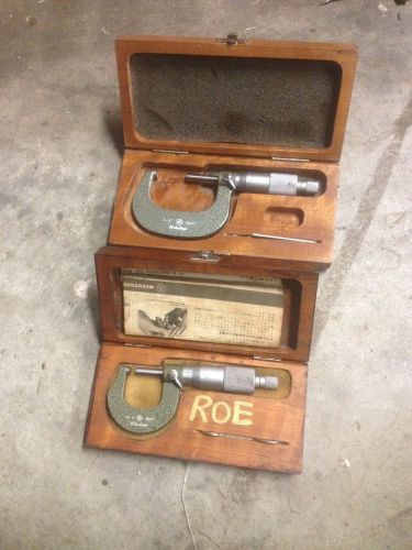 Mitutoyo micrometers 103-260 &amp; 103-262 carbide faces lock ratchet machinist tool for sale