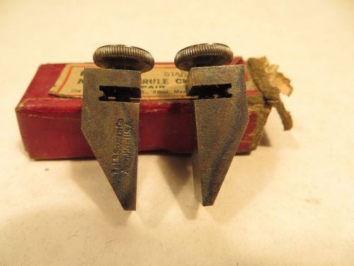 Vintage Pair of L.S.Starrett Co. 298 Key Seat Rule Clamps
