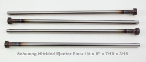 Schumag nitrided ejector pins (1/4 x 8&#034; x 7/16 x 3/16) for sale